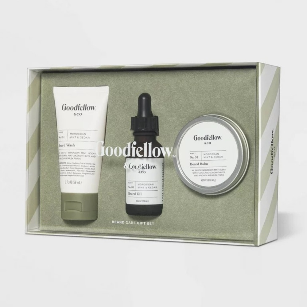 Goodfellow & Co Men's 3 pc. Moroccan Mint & Cedar Scent Beard Care Gift Set NIB